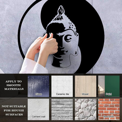 Wall Decals Paster Paper Buddha Meditation Yin Yang Zen Buddhism Tao Self Adhesive