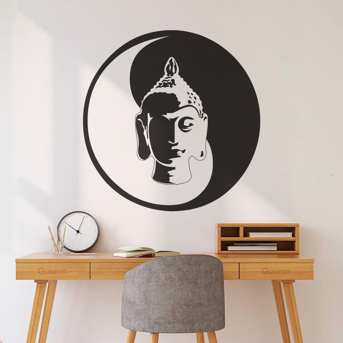 Wall Decals Paster Paper Buddha Meditation Yin Yang Zen Buddhism Tao Self Adhesive