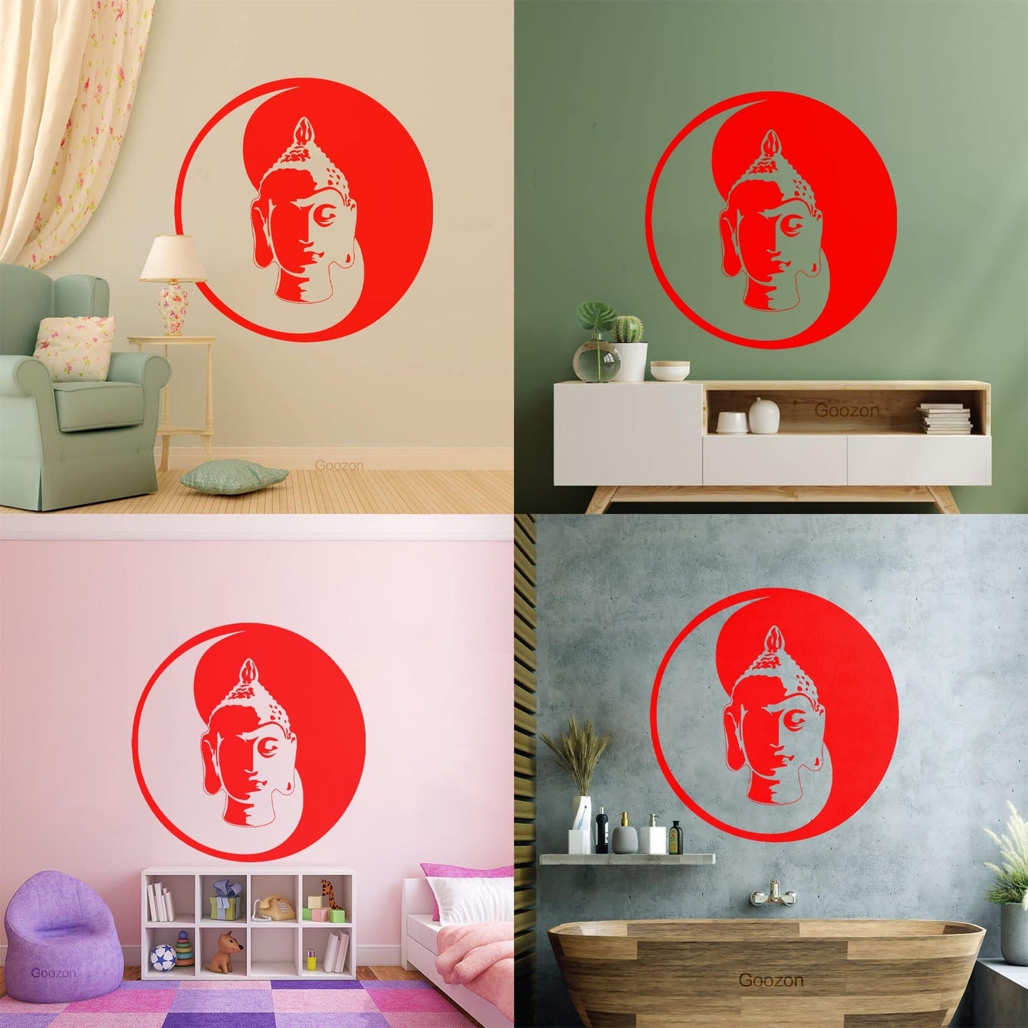 Wall Decals Paster Paper Buddha Meditation Yin Yang Zen Buddhism Tao Self Adhesive