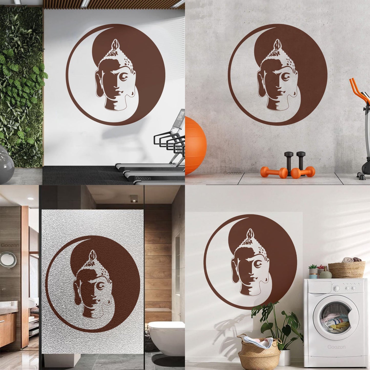Wall Decals Paster Paper Buddha Meditation Yin Yang Zen Buddhism Tao Self Adhesive
