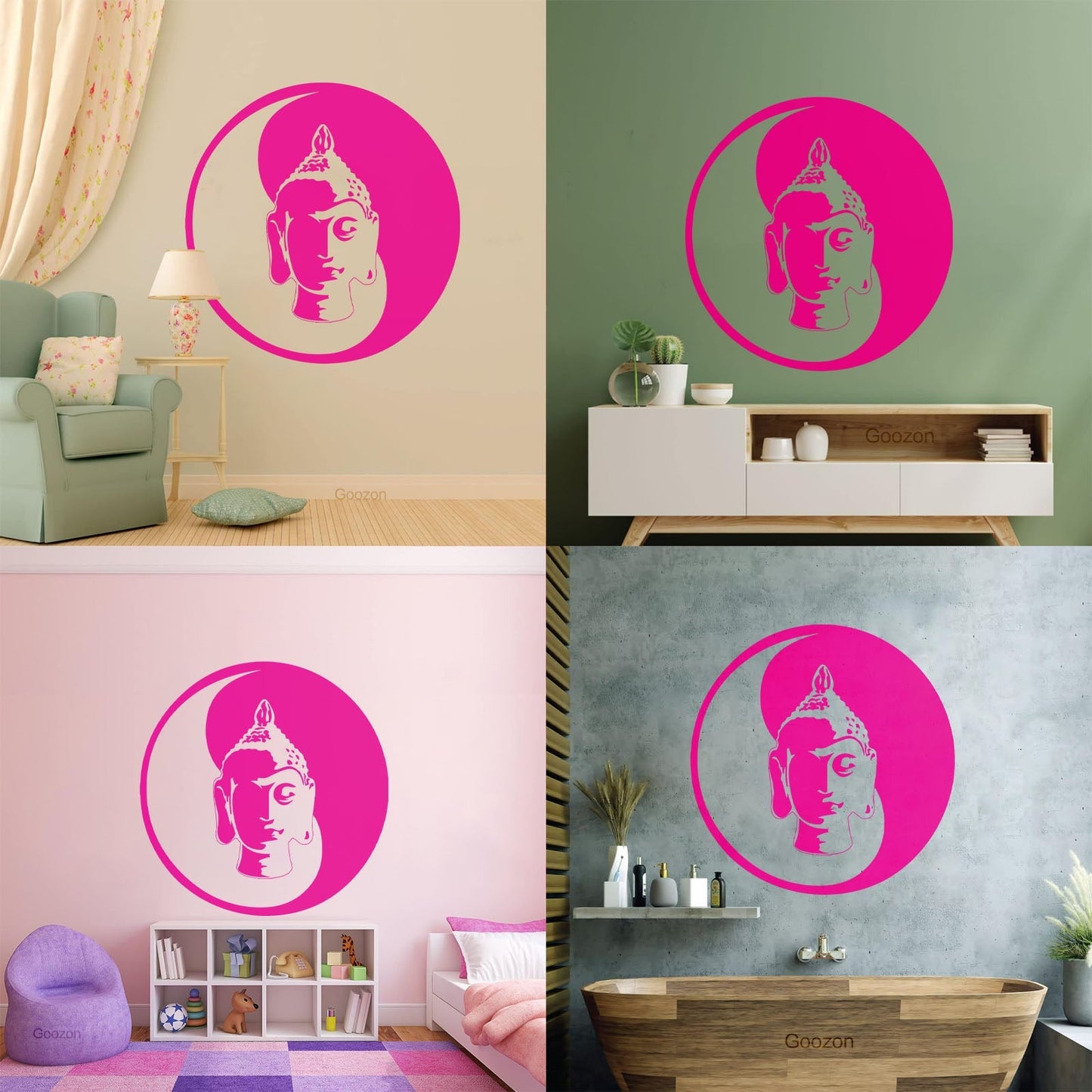 Wall Decals Paster Paper Buddha Meditation Yin Yang Zen Buddhism Tao Self Adhesive
