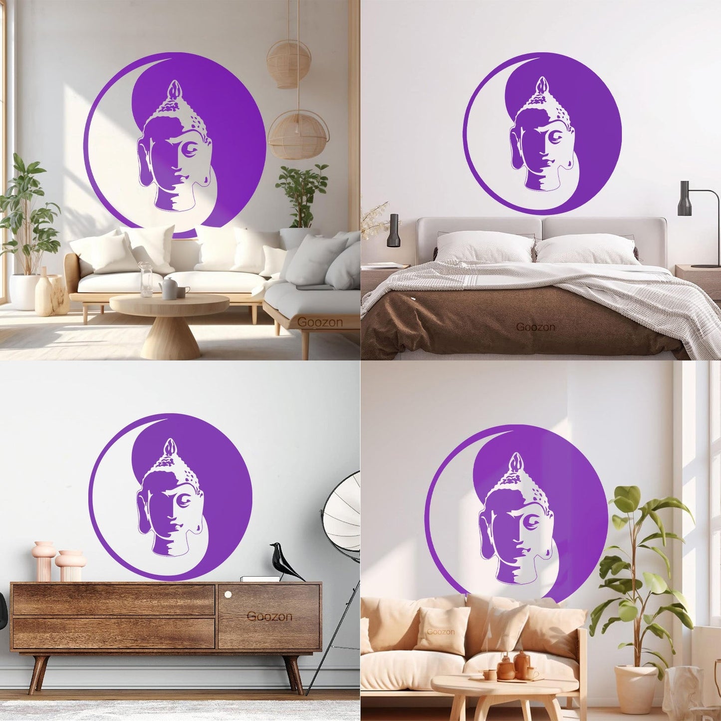 Wall Decals Paster Paper Buddha Meditation Yin Yang Zen Buddhism Tao Self Adhesive