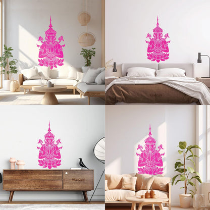 Cambodia Asian Style Hinduism God Lotus Mural And Wall Vinyl Decal Removable Without Leaving Glue