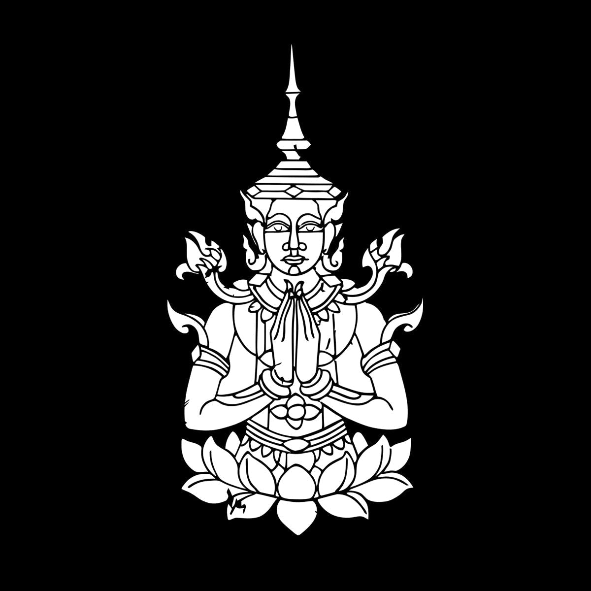 Cambodia Asian Style Hinduism God Lotus Mural And Wall Vinyl Decal Removable Without Leaving Glue