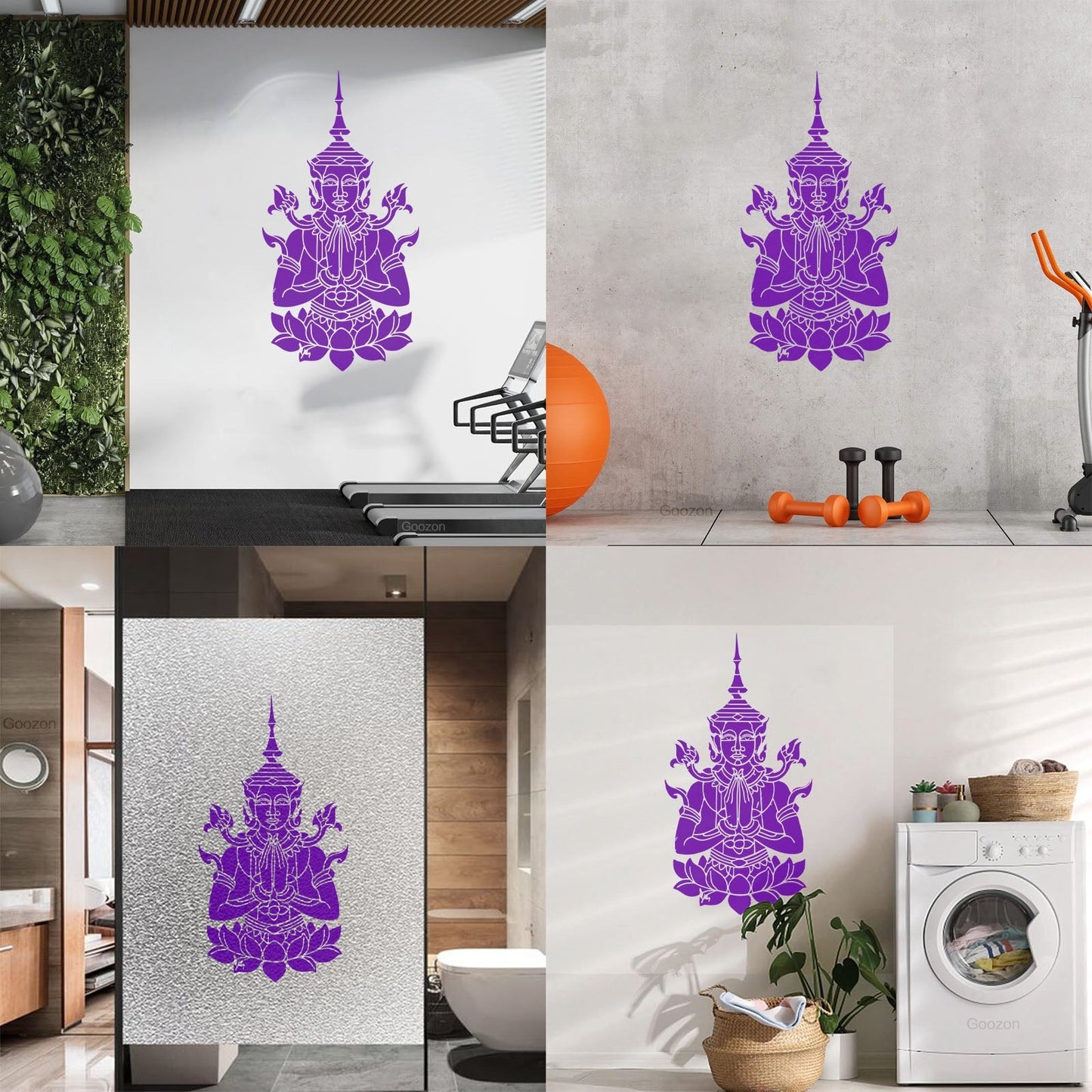 Cambodia Asian Style Hinduism God Lotus Mural And Wall Vinyl Decal Removable Without Leaving Glue