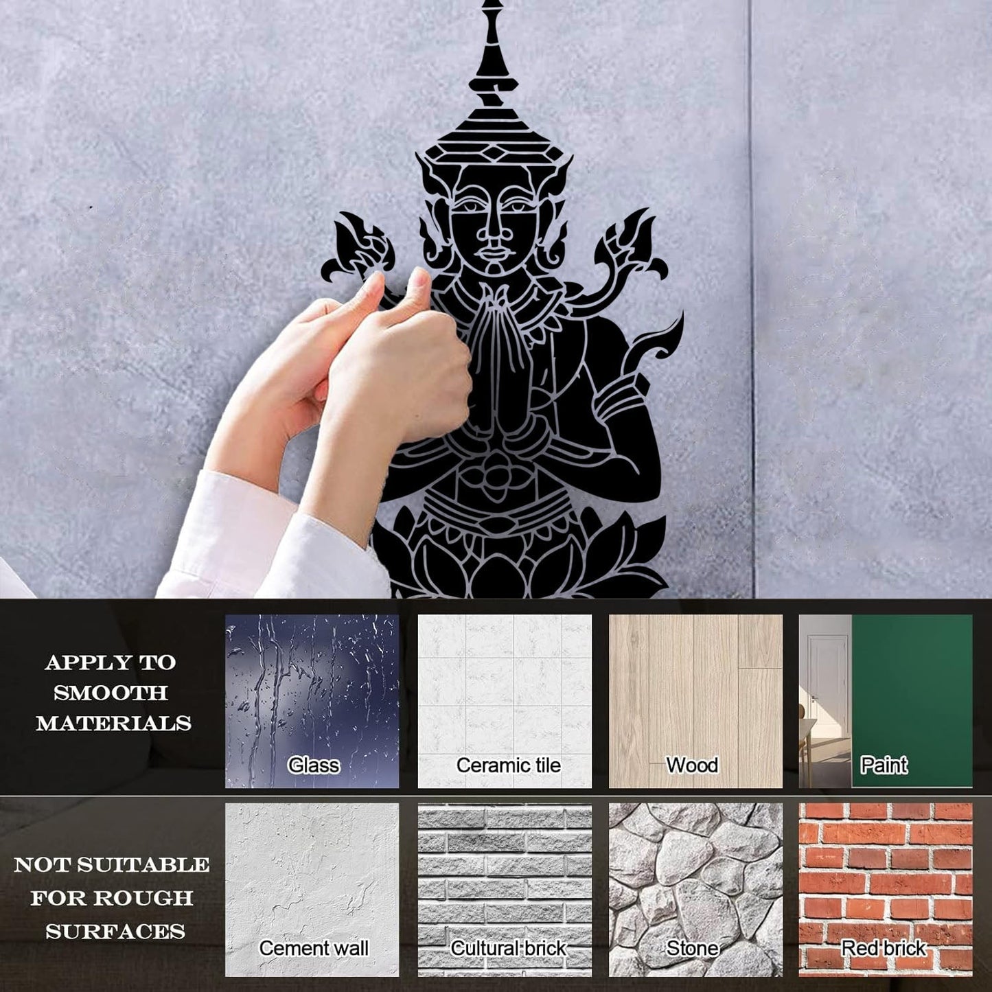 Cambodia Asian Style Hinduism God Lotus Mural And Wall Vinyl Decal Removable Without Leaving Glue