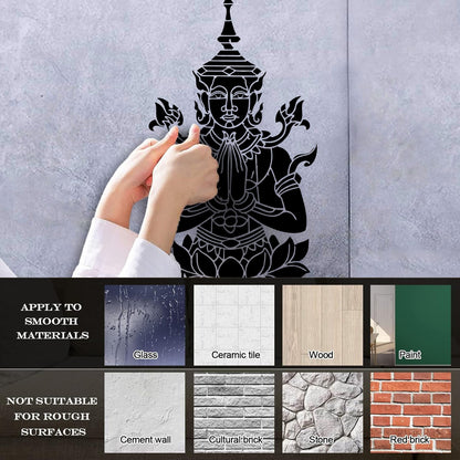 Cambodia Asian Style Hinduism God Lotus Mural And Wall Vinyl Decal Removable Without Leaving Glue
