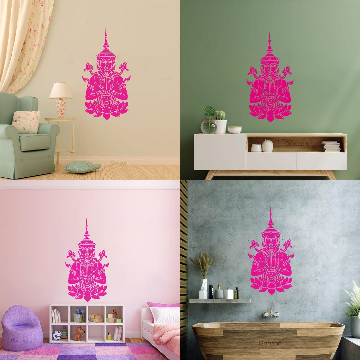 Cambodia Asian Style Hinduism God Lotus Mural And Wall Vinyl Decal Removable Without Leaving Glue