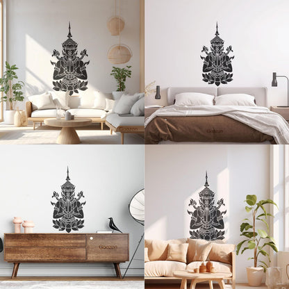 Cambodia Asian Style Hinduism God Lotus Mural And Wall Vinyl Decal Removable Without Leaving Glue