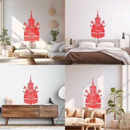 Cambodia Asian Style Hinduism God Lotus Mural And Wall Vinyl Decal Removable Without Leaving Glue