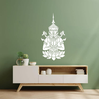 Cambodia Asian Style Hinduism God Lotus Mural And Wall Vinyl Decal Removable Without Leaving Glue