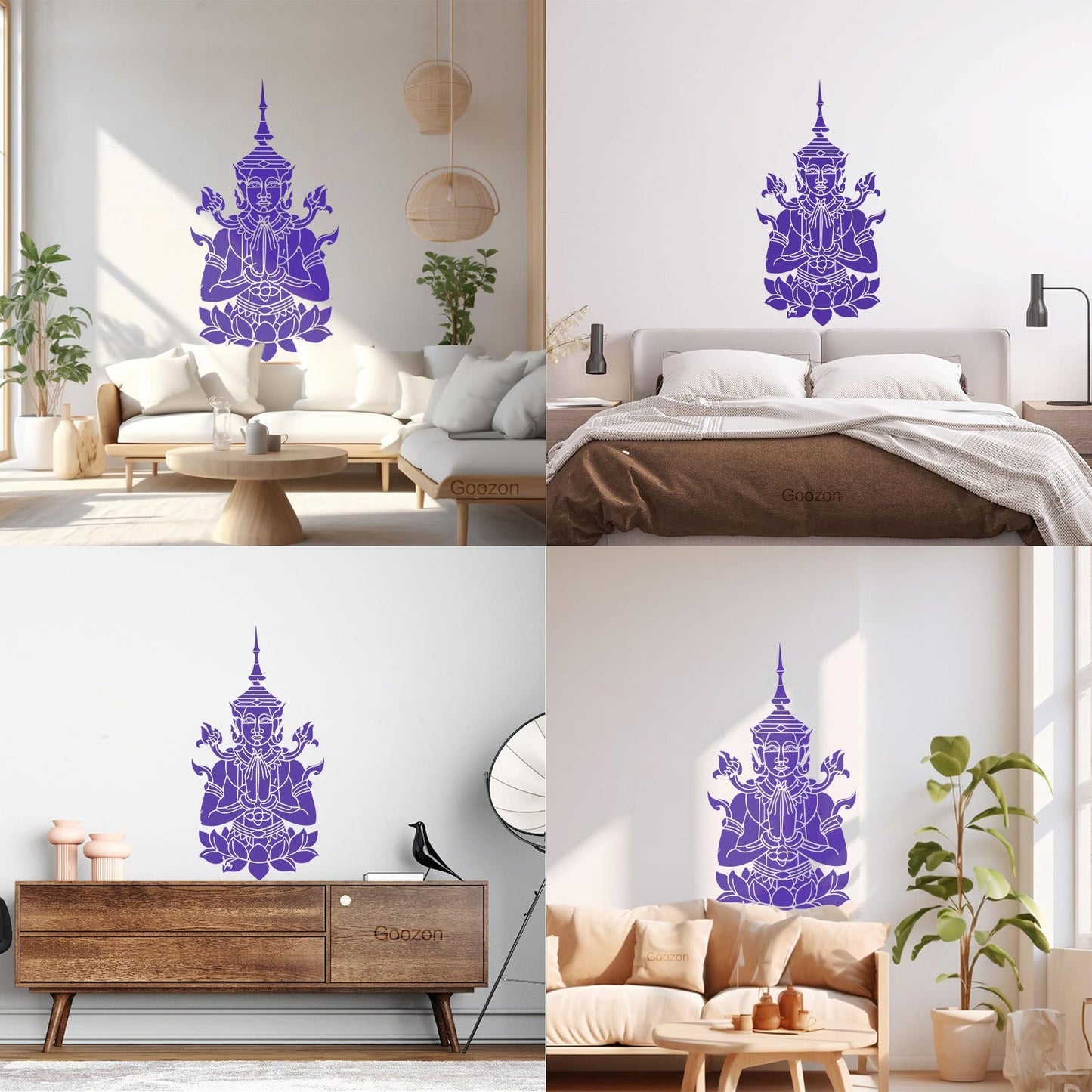 Cambodia Asian Style Hinduism God Lotus Mural And Wall Vinyl Decal Removable Without Leaving Glue