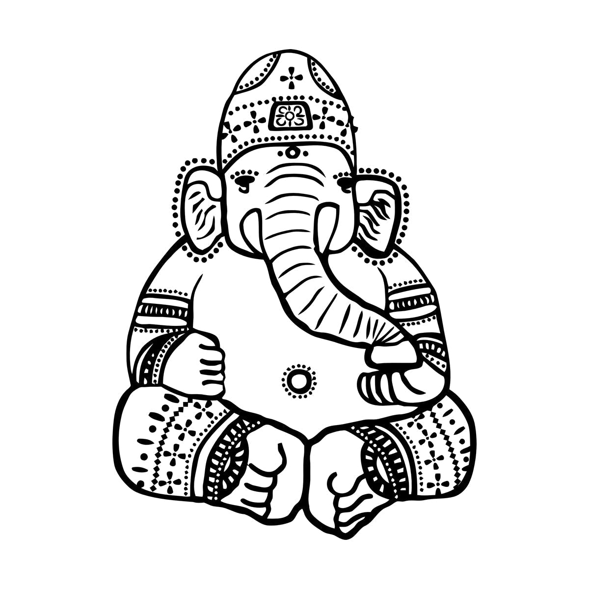 Wall Vinyl Sticker Decor Cartoon Ganesha God Elephant Hinduism India Kids Do Not Damage The Wall Surface