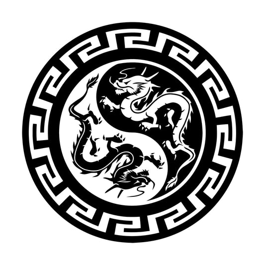 Engraving Stickers Chinese Dragons Yin Yang Symbol Buddhism Multiple Size Options