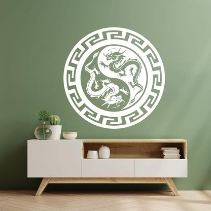 Engraving Stickers Chinese Dragons Yin Yang Symbol Buddhism Multiple Size Options