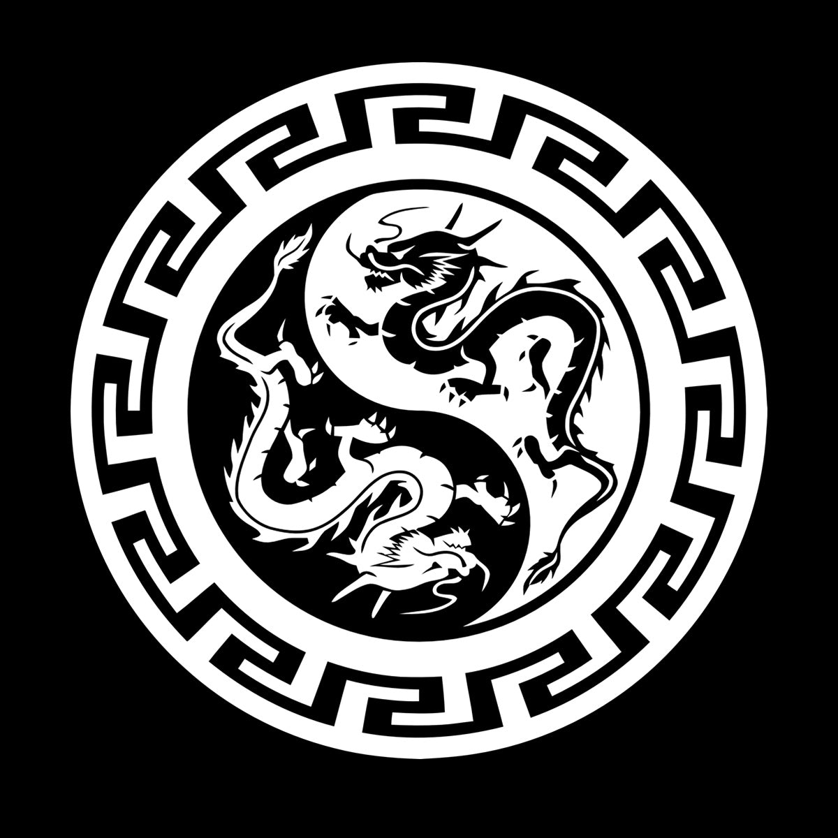 Engraving Stickers Chinese Dragons Yin Yang Symbol Buddhism Multiple Size Options