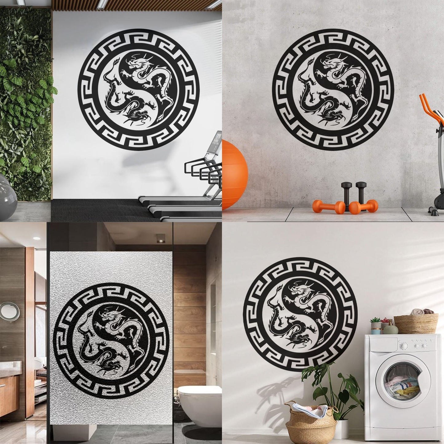 Engraving Stickers Chinese Dragons Yin Yang Symbol Buddhism Multiple Size Options