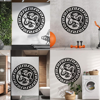 Engraving Stickers Chinese Dragons Yin Yang Symbol Buddhism Multiple Size Options