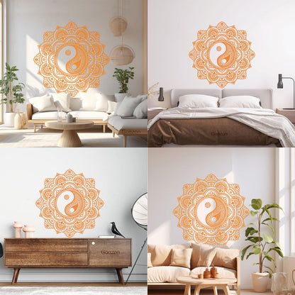 Mandala Circle Floral Ornament Yin Yang Zen Meditation Wall Decals Paster Paper Can Modify And Add Information