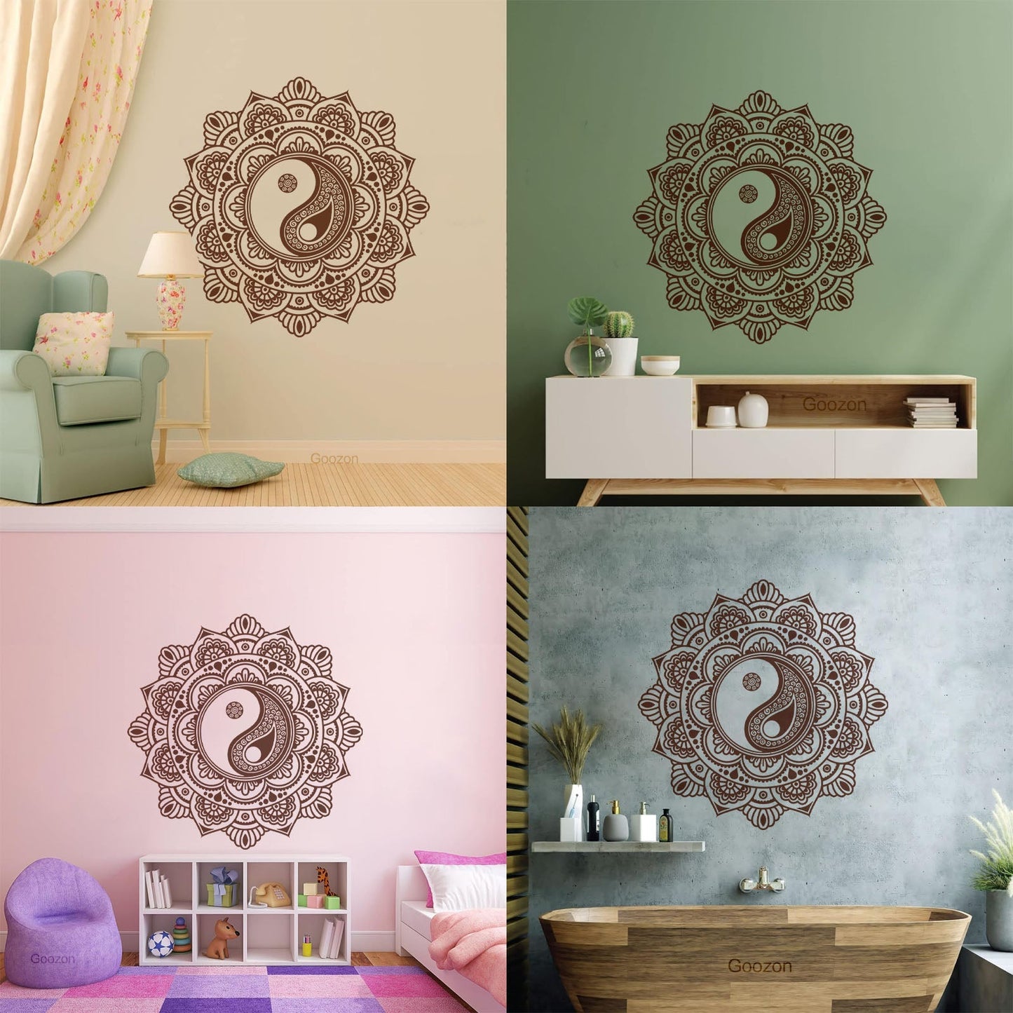 Mandala Circle Floral Ornament Yin Yang Zen Meditation Wall Decals Paster Paper Can Modify And Add Information