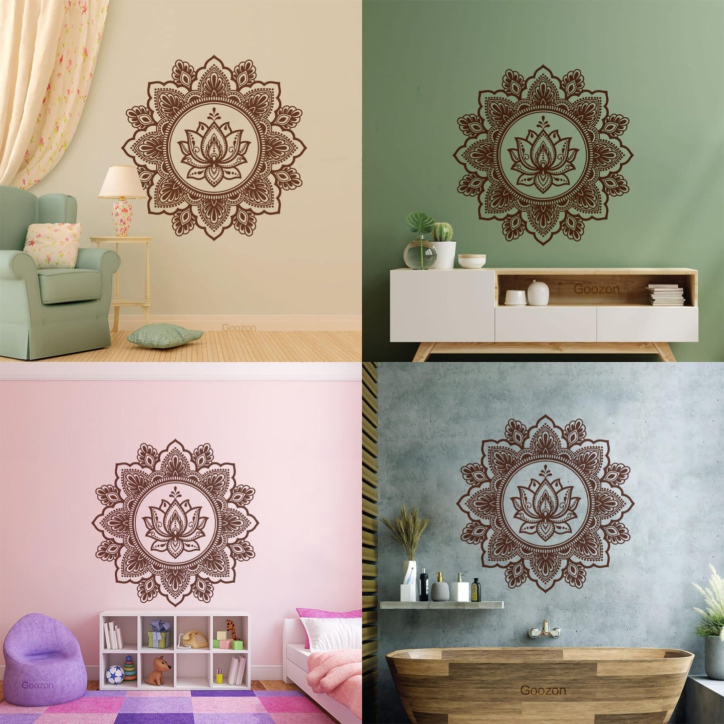 Vinyl Wall Decals Circle Ornament Mandala Meditation Lotus Car Body Decoration