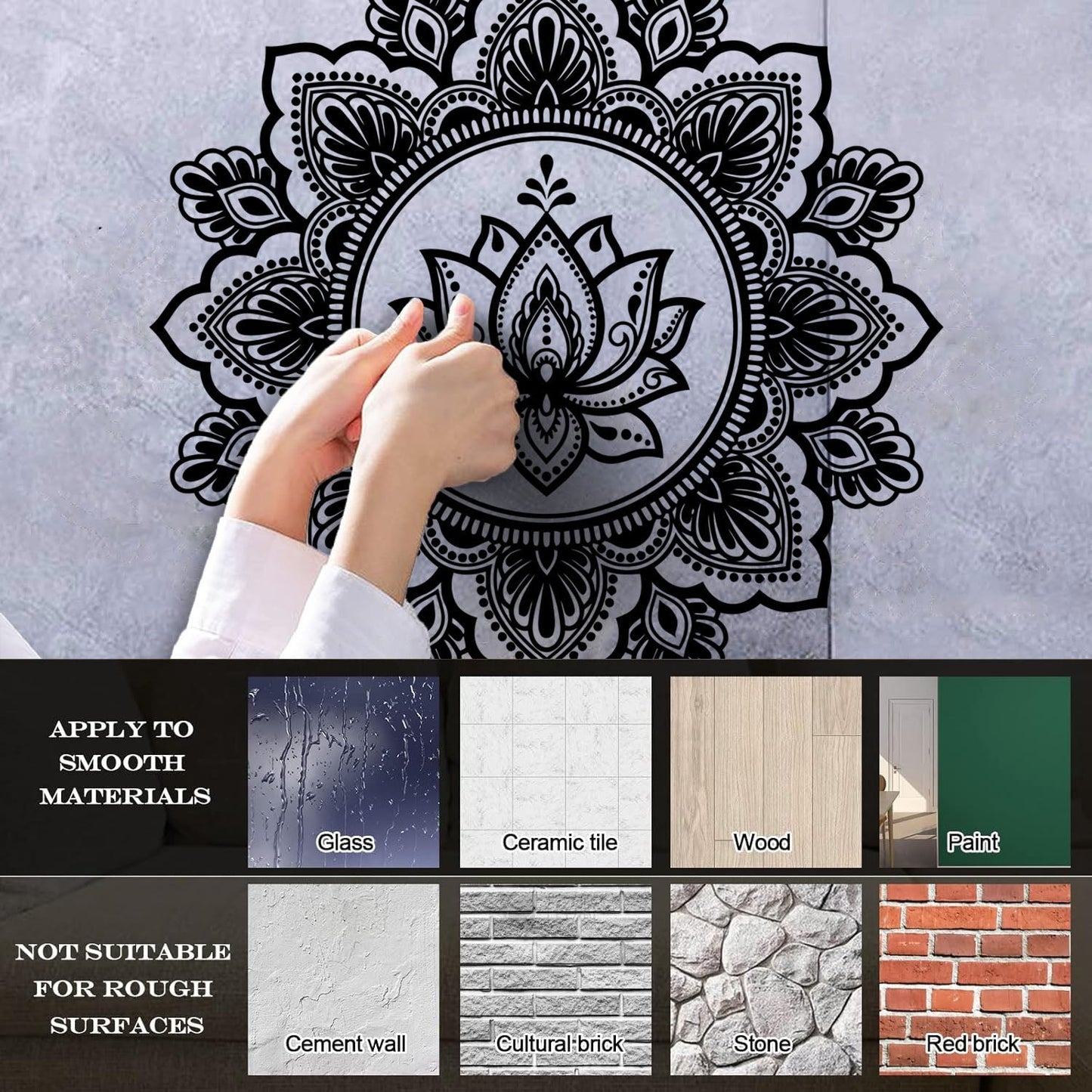 Vinyl Wall Decals Circle Ornament Mandala Meditation Lotus Car Body Decoration