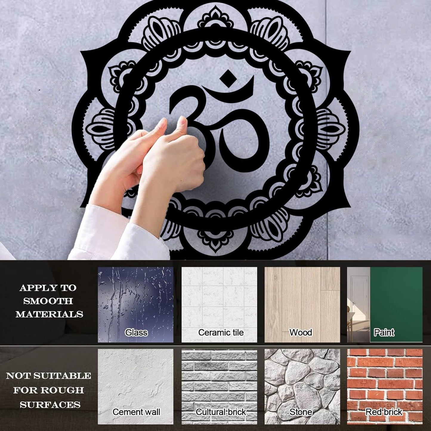 Mural And Wall Vinyl Decal Circle Ornament Pattern Beautiful Mandala Glass Stickers