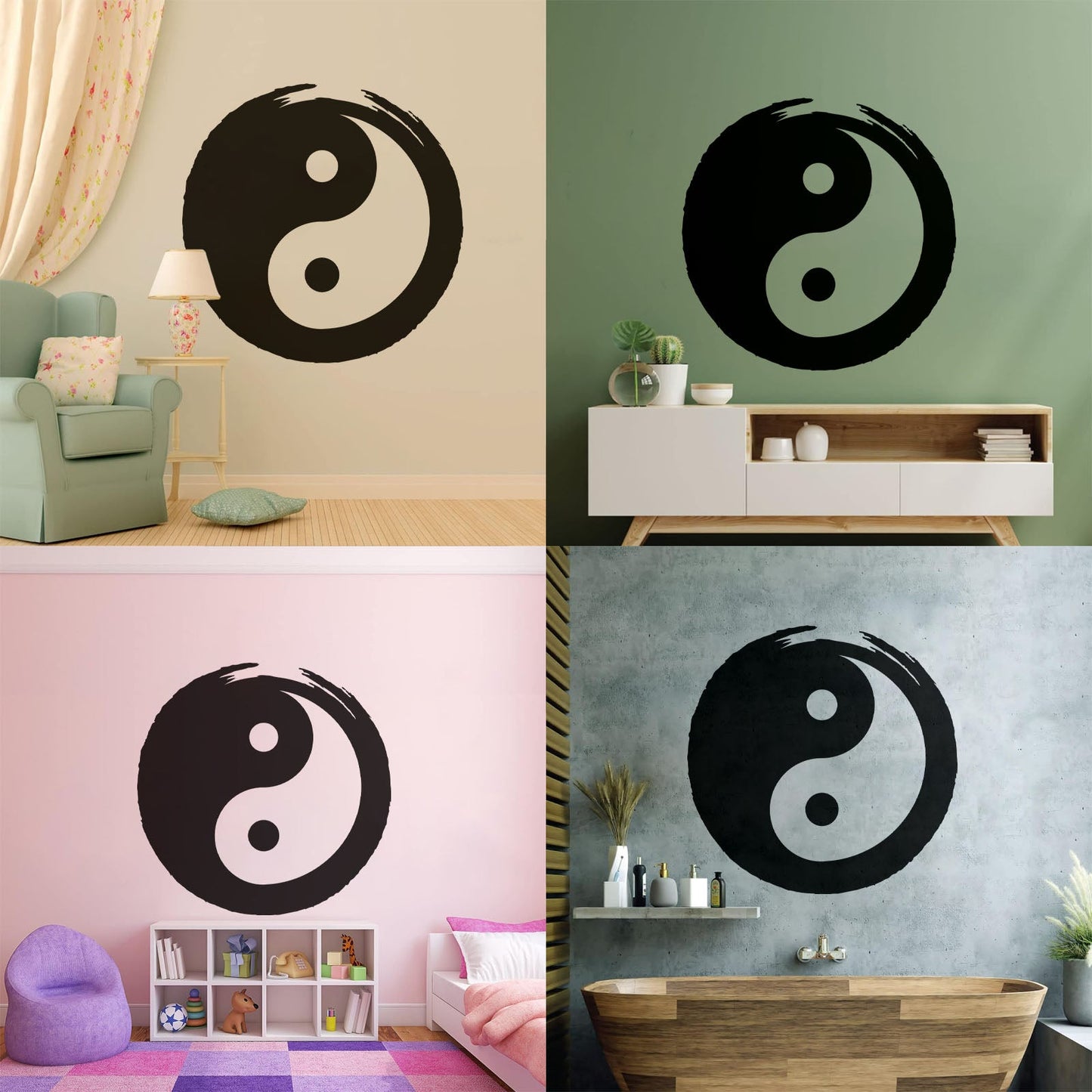 Wall Vinyl Sticker Decor Circle Yin Yang Symbol Eastern Philosophy Zen Tattoo Culture