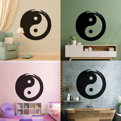 Wall Vinyl Sticker Decor Circle Yin Yang Symbol Eastern Philosophy Zen Tattoo Culture