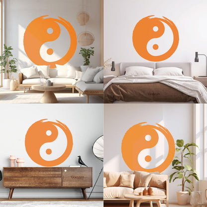 Wall Vinyl Sticker Decor Circle Yin Yang Symbol Eastern Philosophy Zen Tattoo Culture