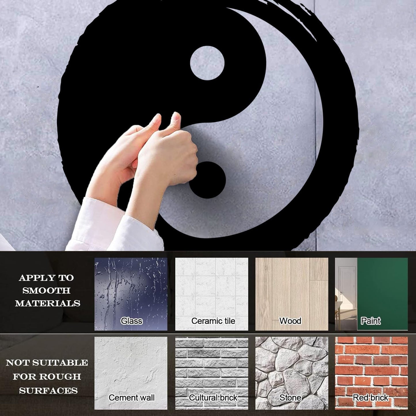 Wall Vinyl Sticker Decor Circle Yin Yang Symbol Eastern Philosophy Zen Tattoo Culture