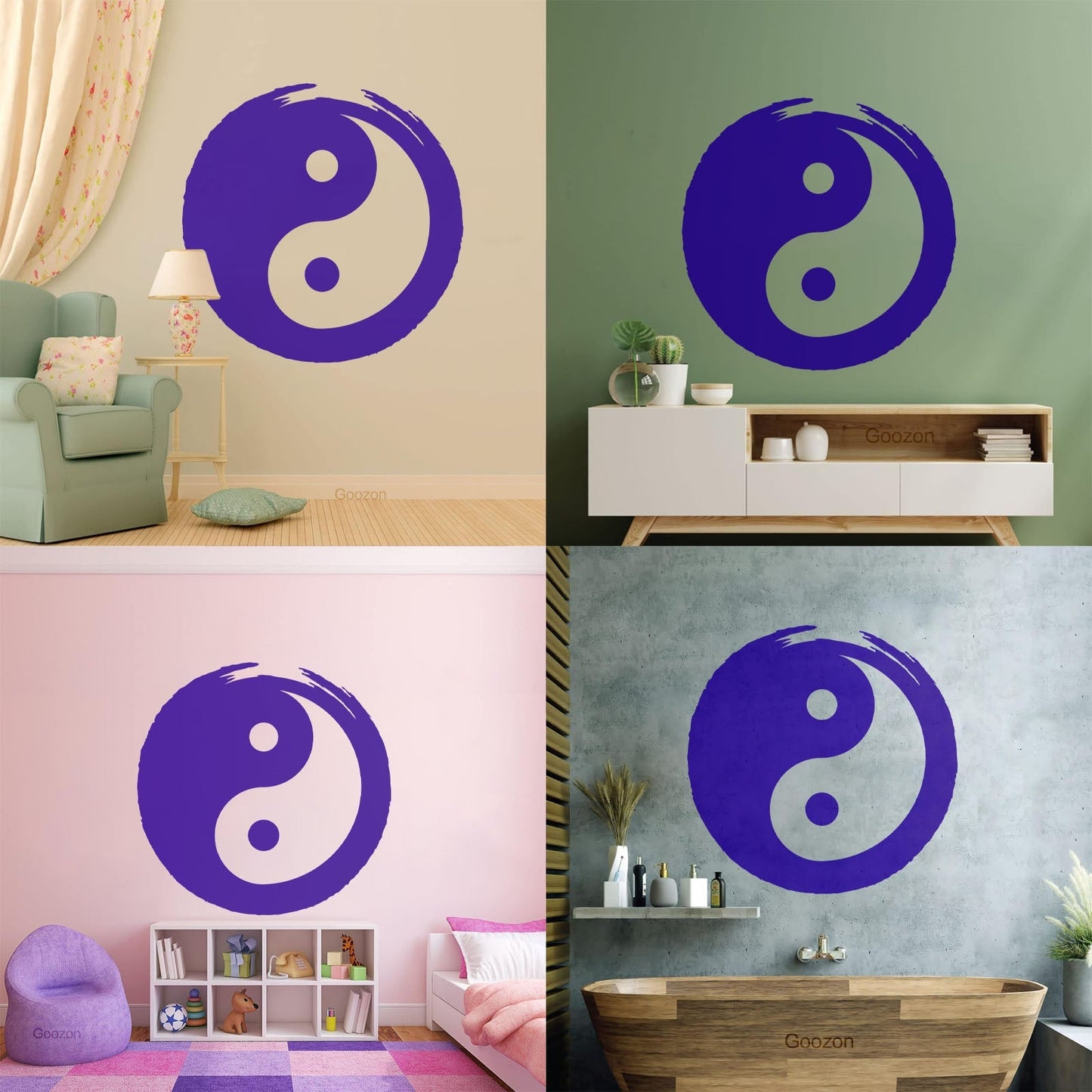 Wall Vinyl Sticker Decor Circle Yin Yang Symbol Eastern Philosophy Zen Tattoo Culture