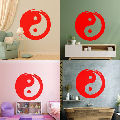 Wall Vinyl Sticker Decor Circle Yin Yang Symbol Eastern Philosophy Zen Tattoo Culture