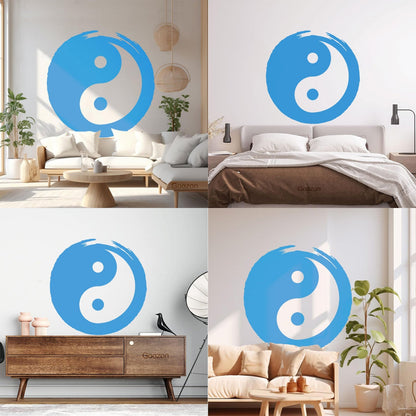 Wall Vinyl Sticker Decor Circle Yin Yang Symbol Eastern Philosophy Zen Tattoo Culture
