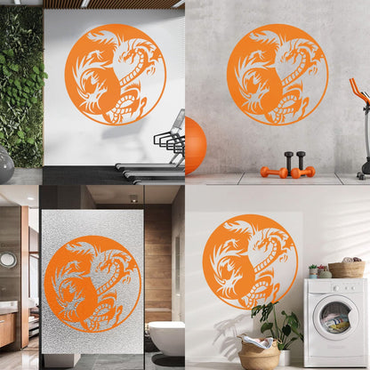 Lettering Decals Couple Dragon Yin Yang Zen Chinese Oriental Symbol Easy Installation