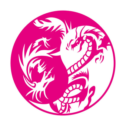 Lettering Decals Couple Dragon Yin Yang Zen Chinese Oriental Symbol Easy Installation