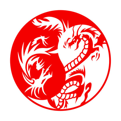 Lettering Decals Couple Dragon Yin Yang Zen Chinese Oriental Symbol Easy Installation