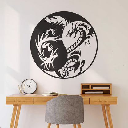 Lettering Decals Couple Dragon Yin Yang Zen Chinese Oriental Symbol Easy Installation