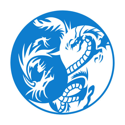 Lettering Decals Couple Dragon Yin Yang Zen Chinese Oriental Symbol Easy Installation