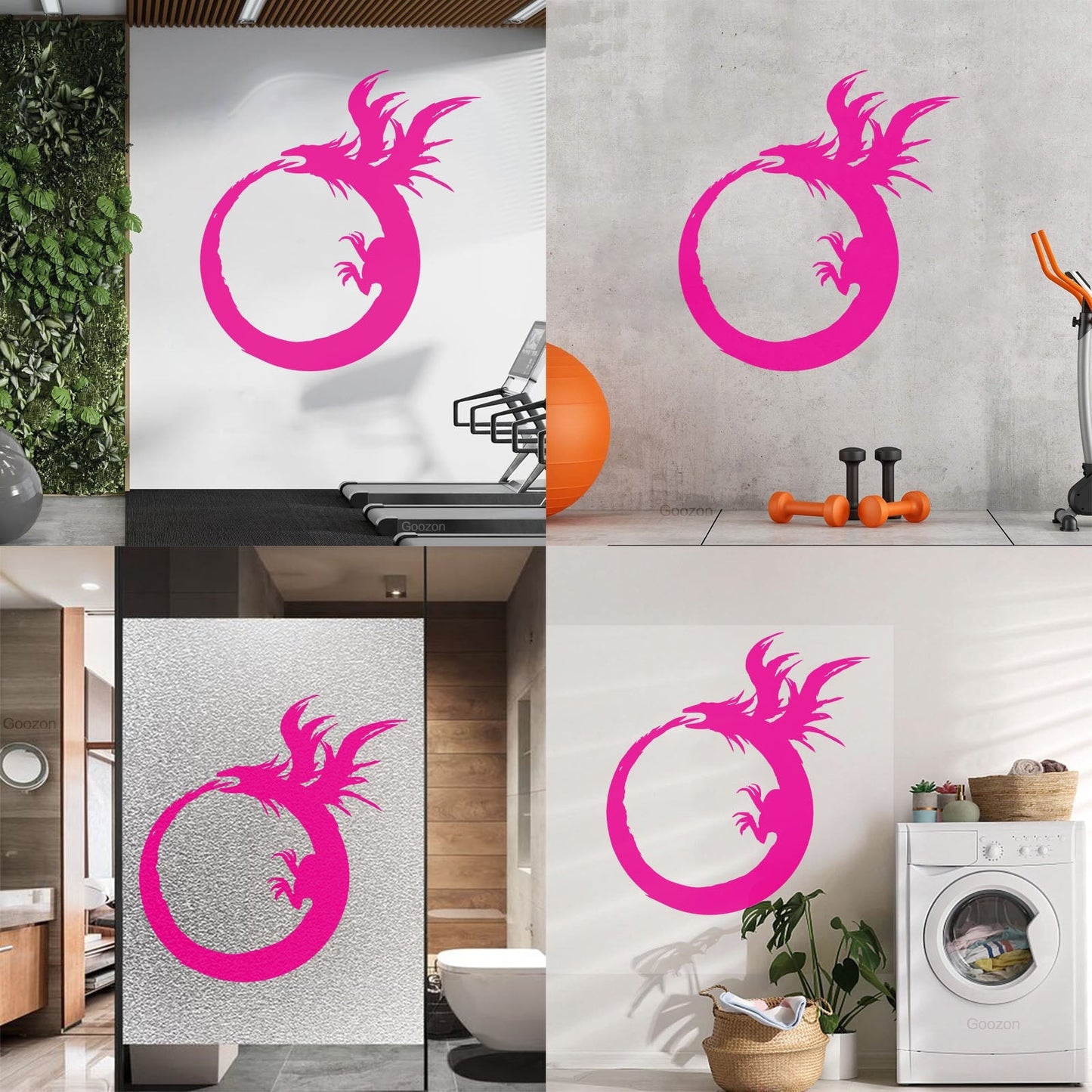 Lettering Stickers Dragon Enso Circle Symbol Buddhism Multiple Size Options