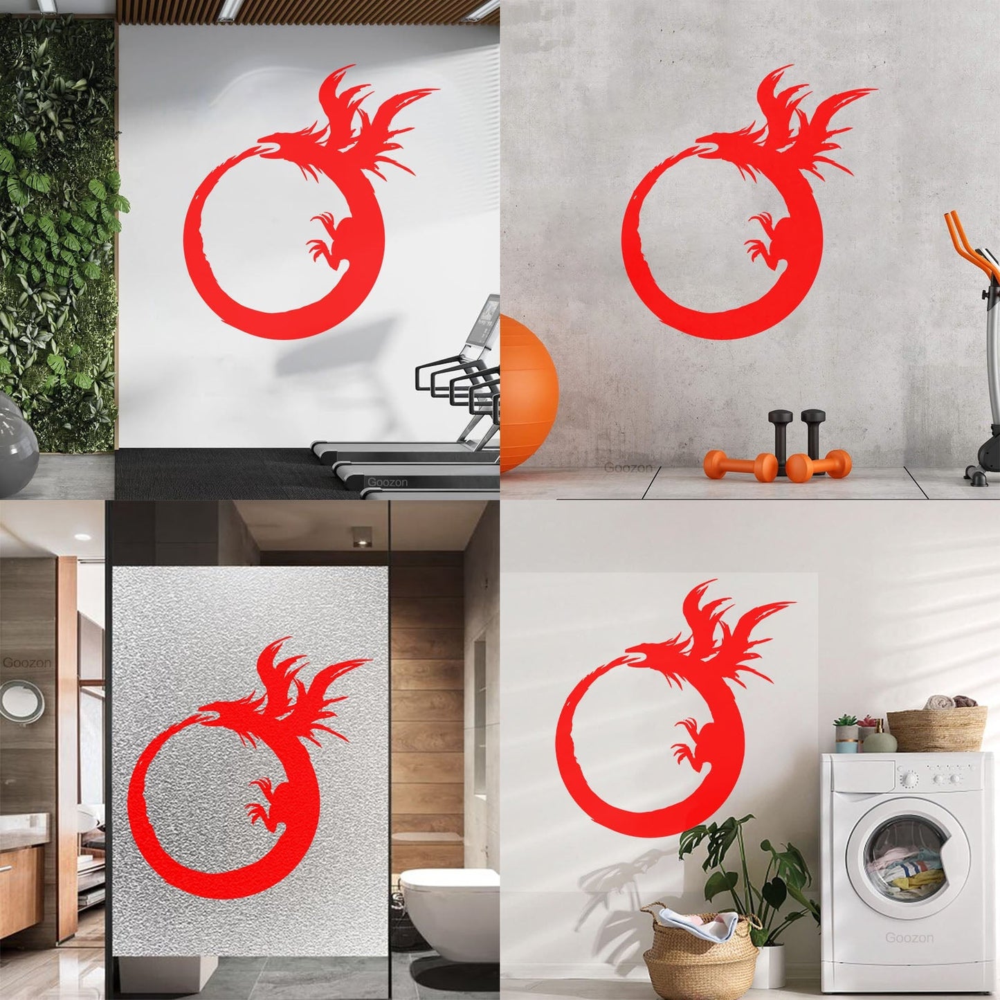 Lettering Stickers Dragon Enso Circle Symbol Buddhism Multiple Size Options