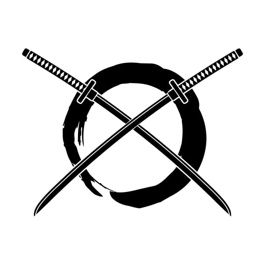 Fine Carving Stickers Enso Circle Samurai Katana Zen Japanese Glass Stickers