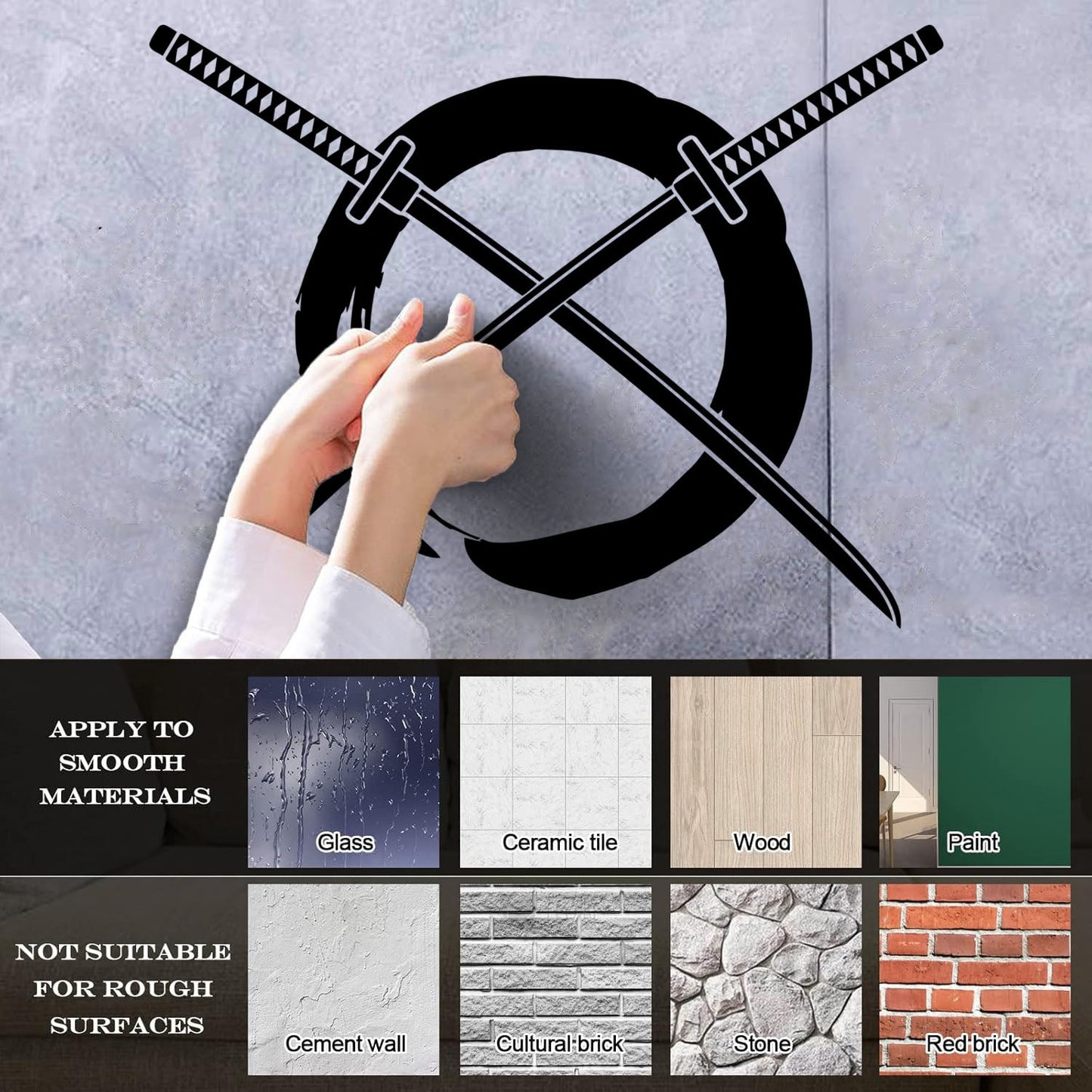 Fine Carving Stickers Enso Circle Samurai Katana Zen Japanese Glass Stickers