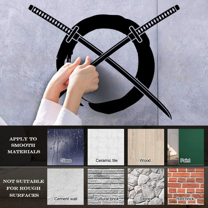 Fine Carving Stickers Enso Circle Samurai Katana Zen Japanese Glass Stickers