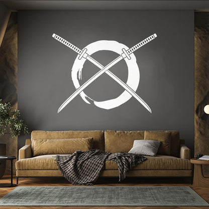 Fine Carving Stickers Enso Circle Samurai Katana Zen Japanese Glass Stickers