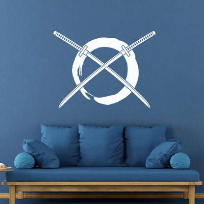 Fine Carving Stickers Enso Circle Samurai Katana Zen Japanese Glass Stickers