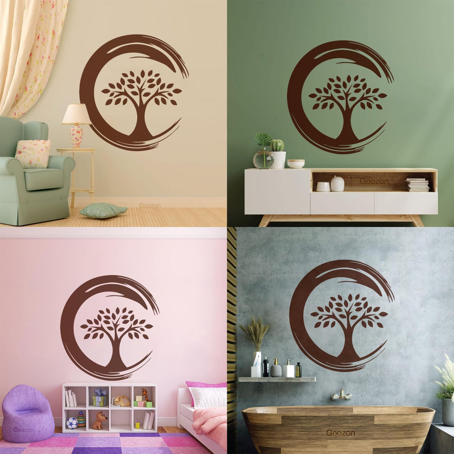 Wall Stickers Enso Circle Symbol Buddhism Religion Tree Store Decoration
