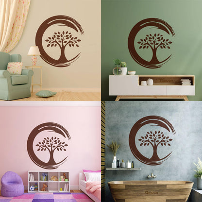 Wall Stickers Enso Circle Symbol Buddhism Religion Tree Store Decoration