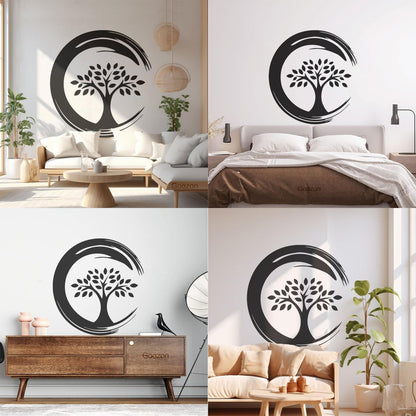 Wall Stickers Enso Circle Symbol Buddhism Religion Tree Store Decoration