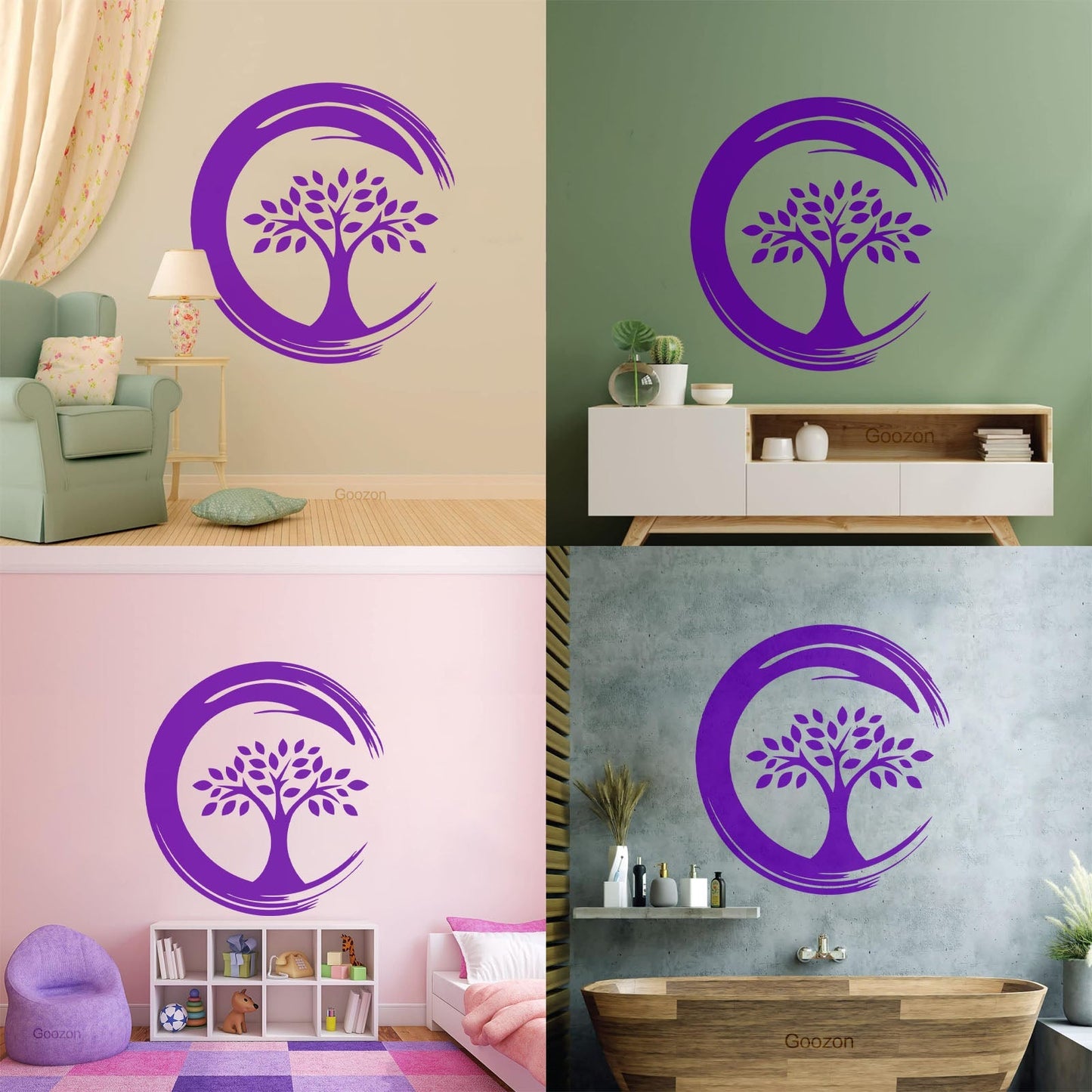 Wall Stickers Enso Circle Symbol Buddhism Religion Tree Store Decoration